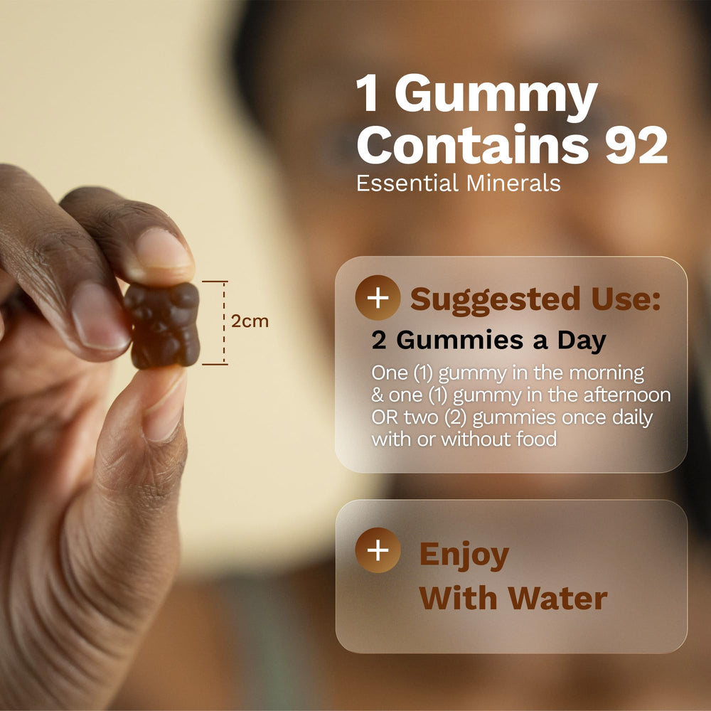 Black Girl Vitamins Irish Sea Moss Gummies pour shot highlights easy daily consumption.