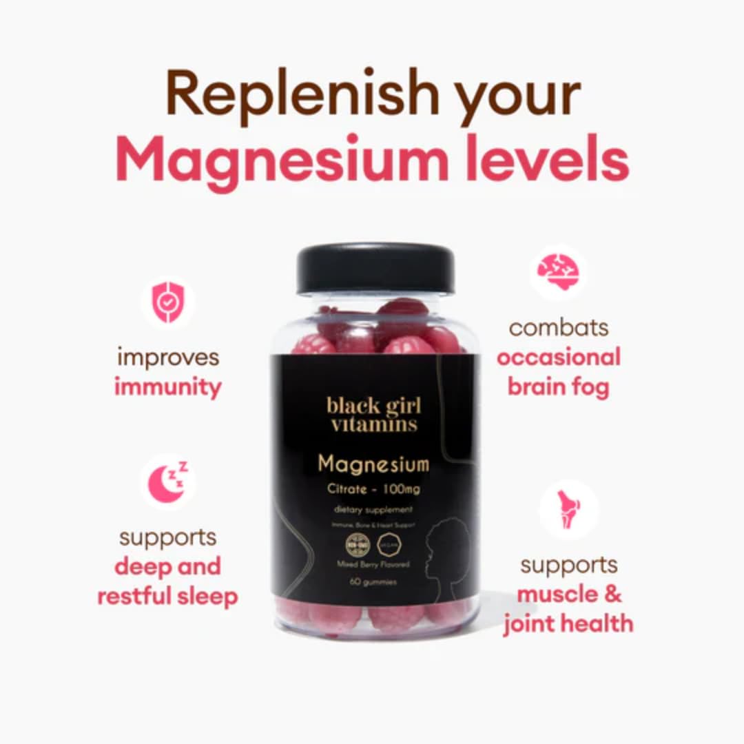 Black Girl Vitamins magnesium gummies berry-flavored gummy ready to take.