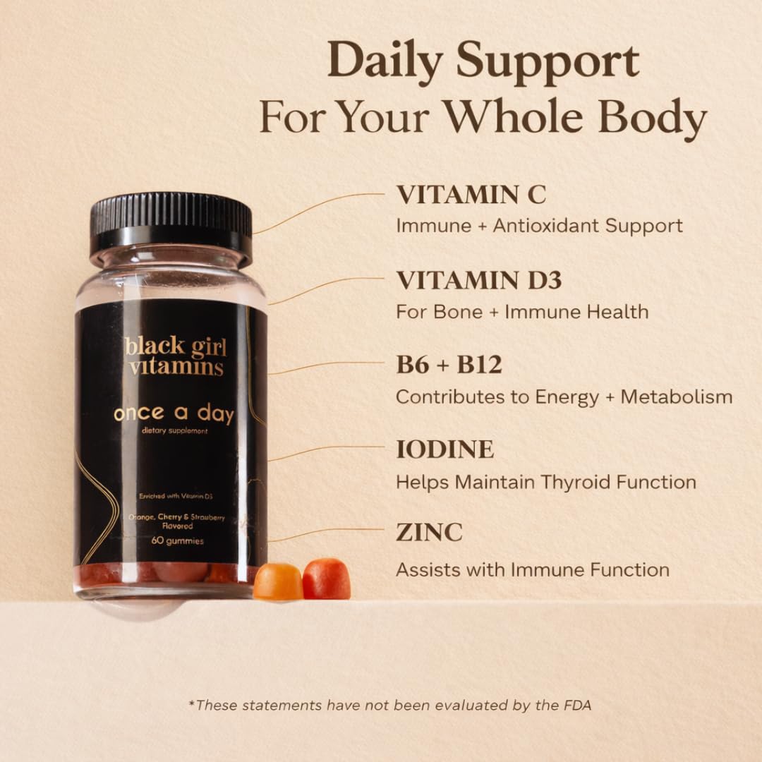 Black Girl Vitamins Once a Day made in USA label conveys trusted quality.
