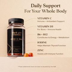 Black Girl Vitamins Once a Day made in USA label conveys trusted quality.