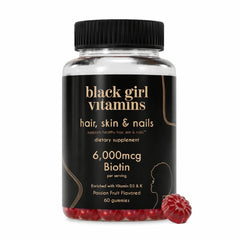 Black Girl Vitamins passion fruit gummies bottle for daily beauty support.