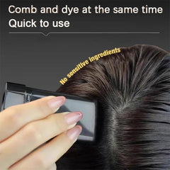 Black hair dye comb close-up highlighting built-in applicator for even coverage.