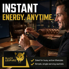 Black Leopard Honey Packs in tea for natural sweetness and energy.