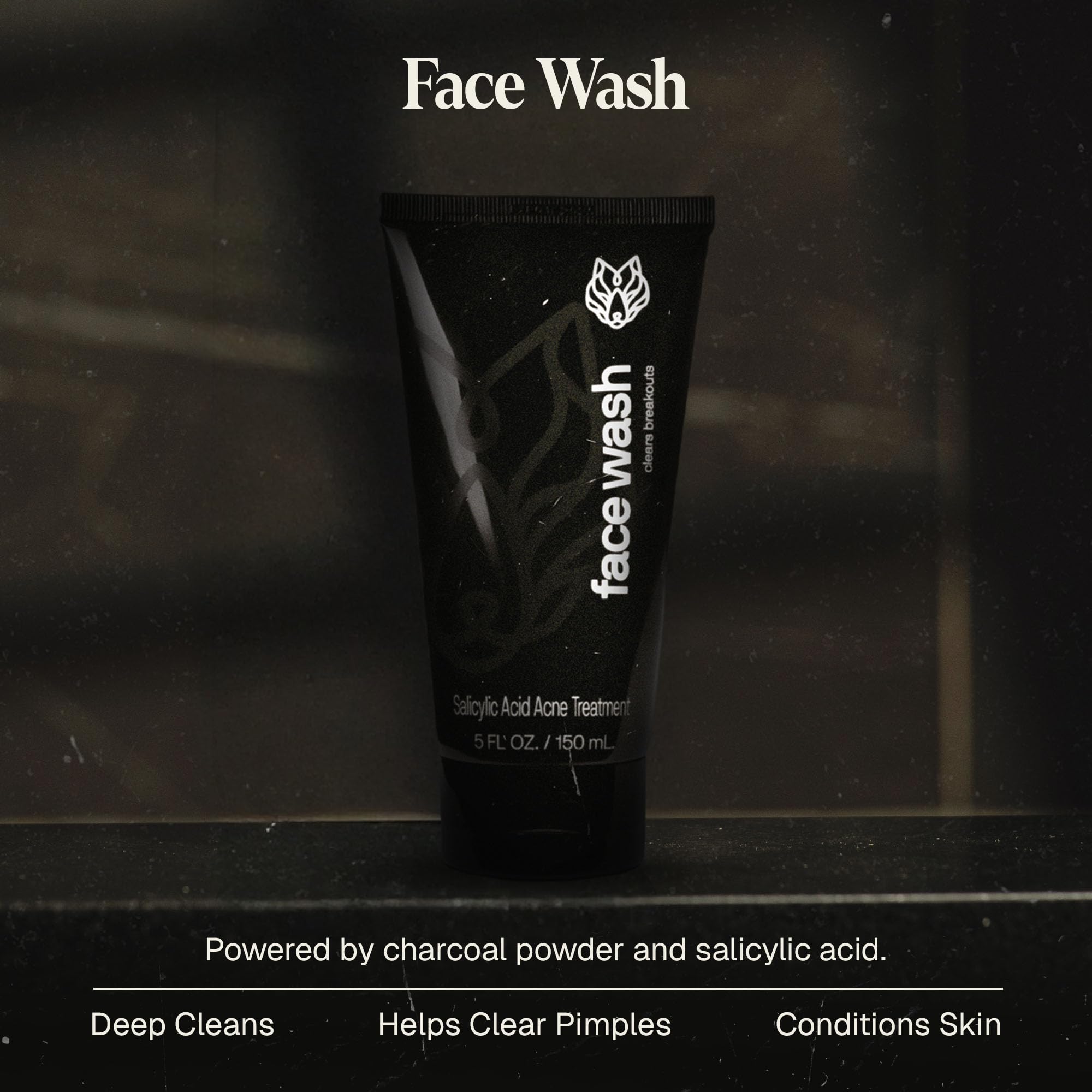Black Wolf Salicylic Acid action close-up highlighting acne-fighting formula.