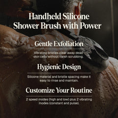 Black Wolf silicone bristles gently exfoliate during cleansing