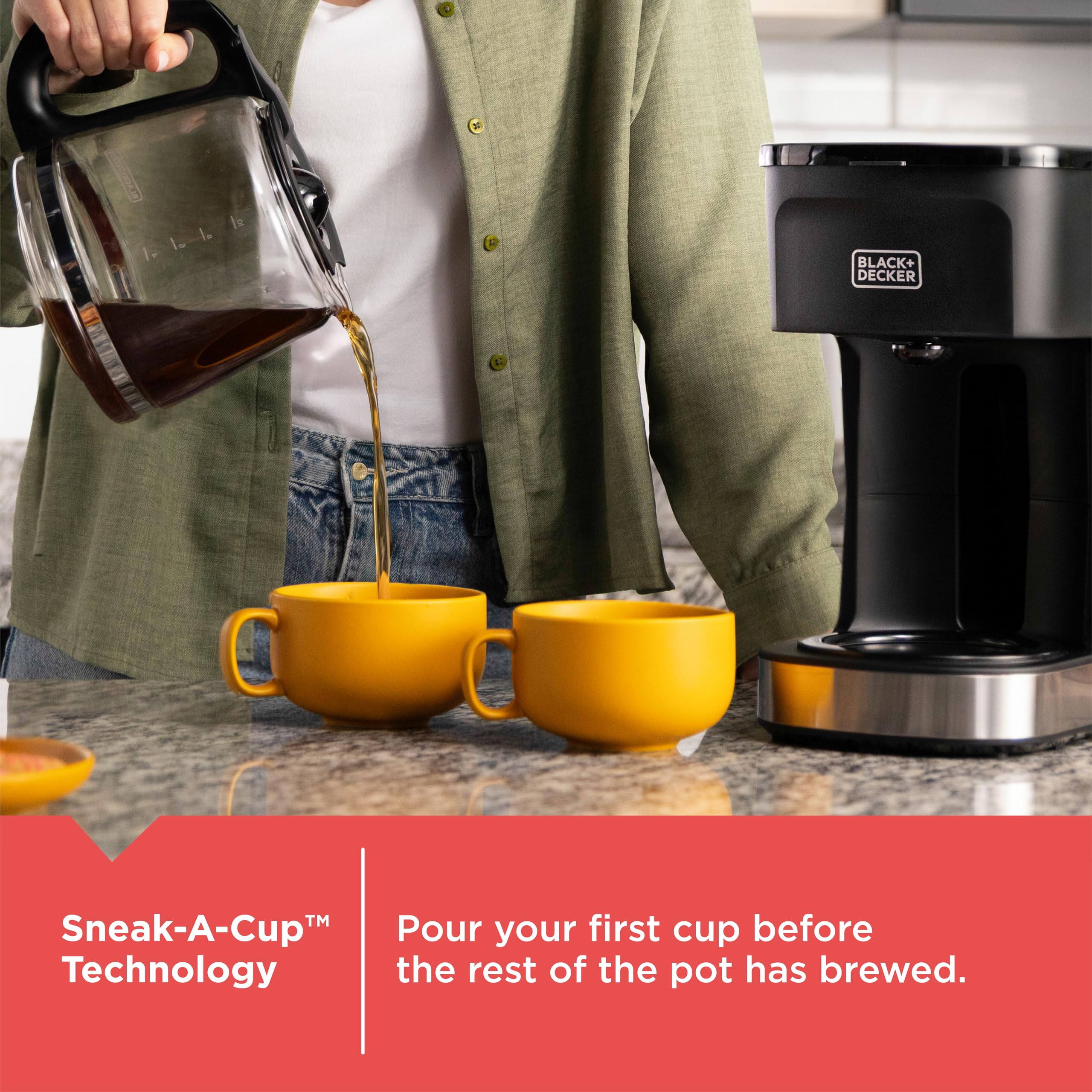Pour-over style carafe in action with drip-free pouring