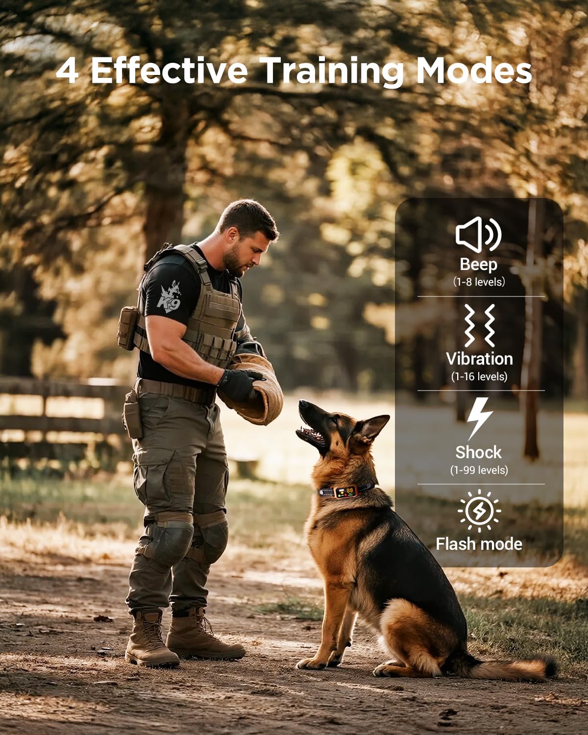 Blackdog LCD display shows four training modes for customizable sessions.