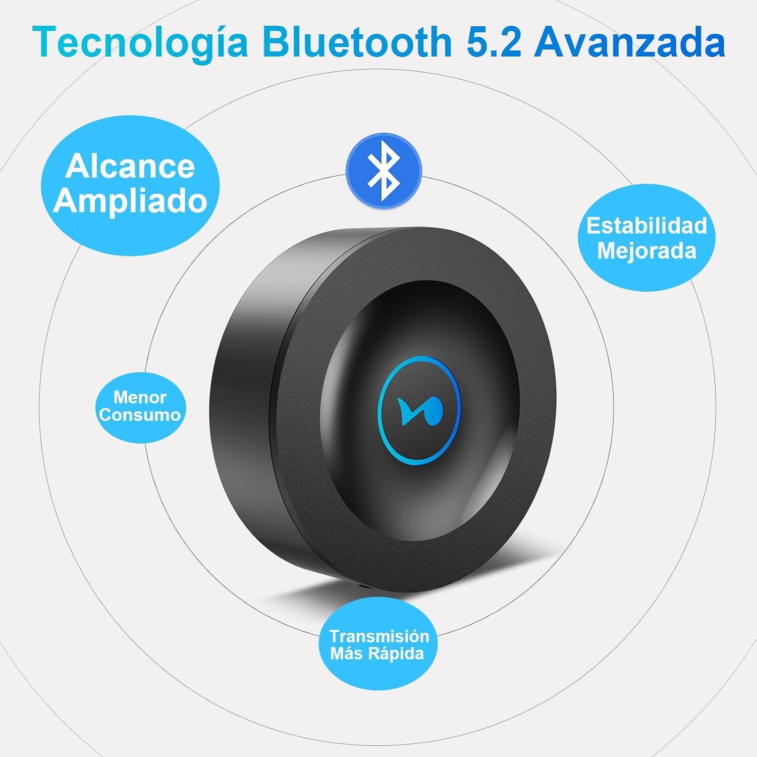 BLACKHORSE Bluetooth 5.2 receiver top view illustrating compact design for easy placement