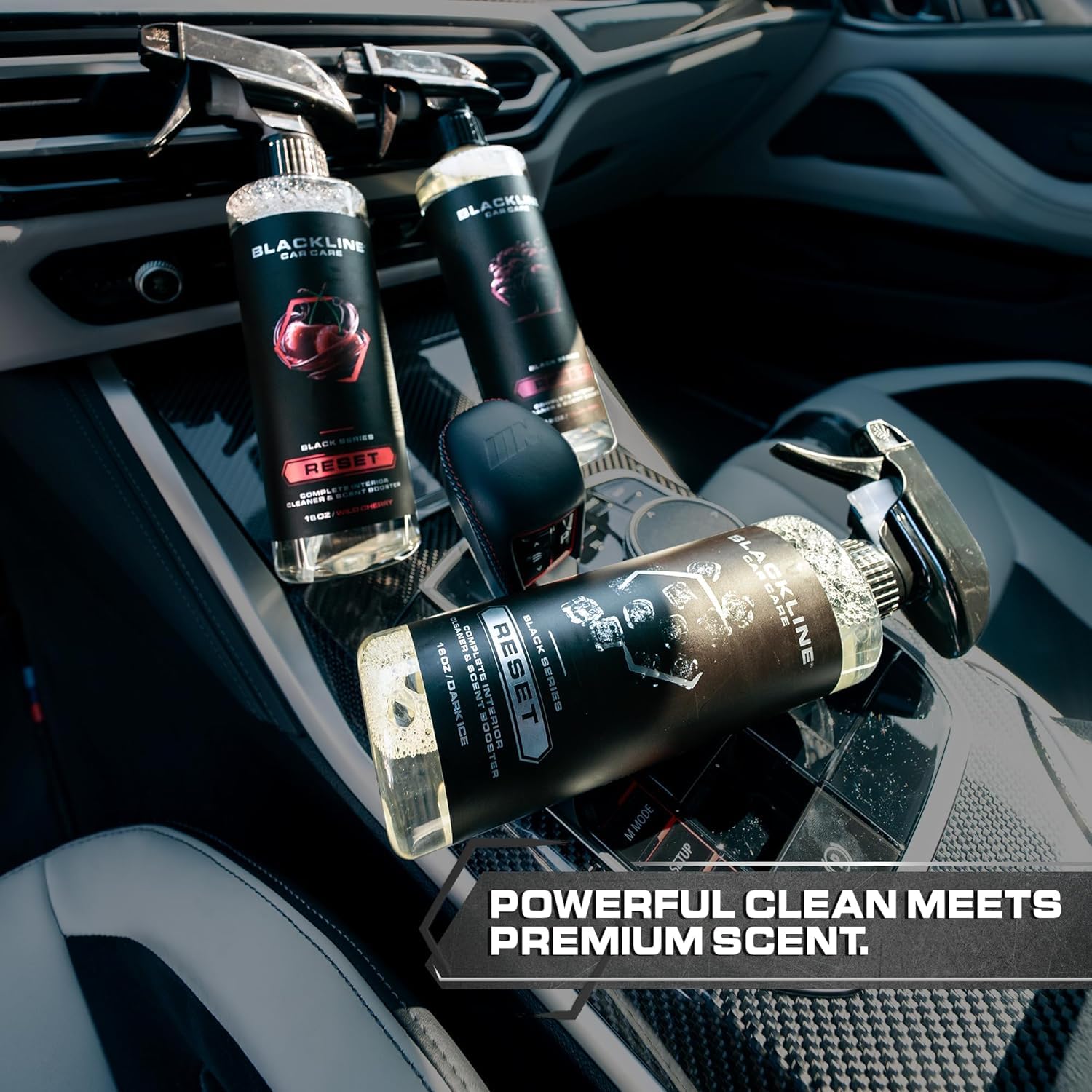 Blackline Reset on leather surfaces preserves texture and cleans without residue.
