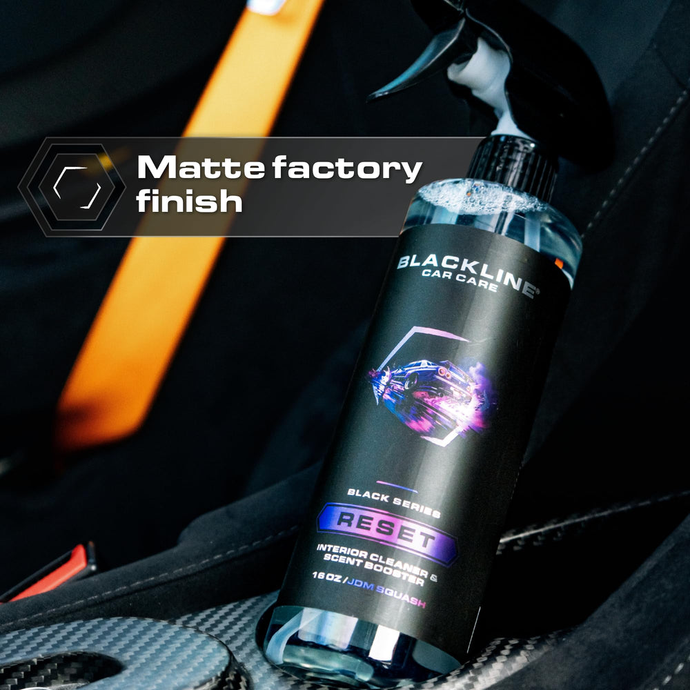 Blackline Reset fragrance diffusion image shows lasting premium scent in car cabins.