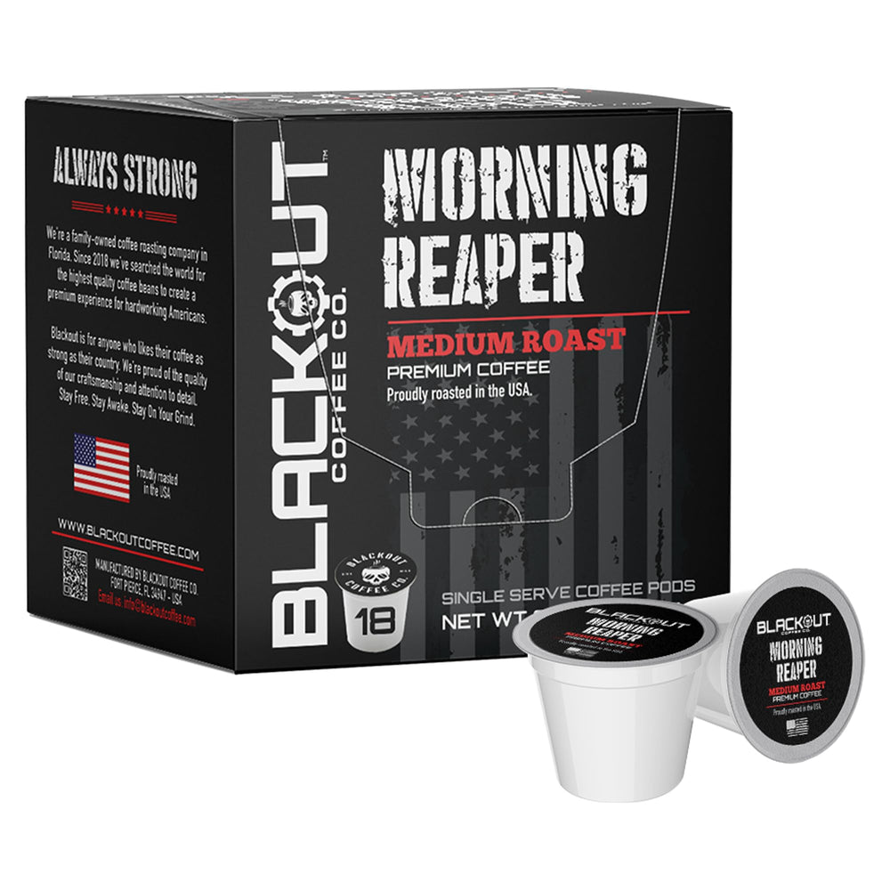 Blackout Coffee Morning Reaper pod pack ready for brewing.