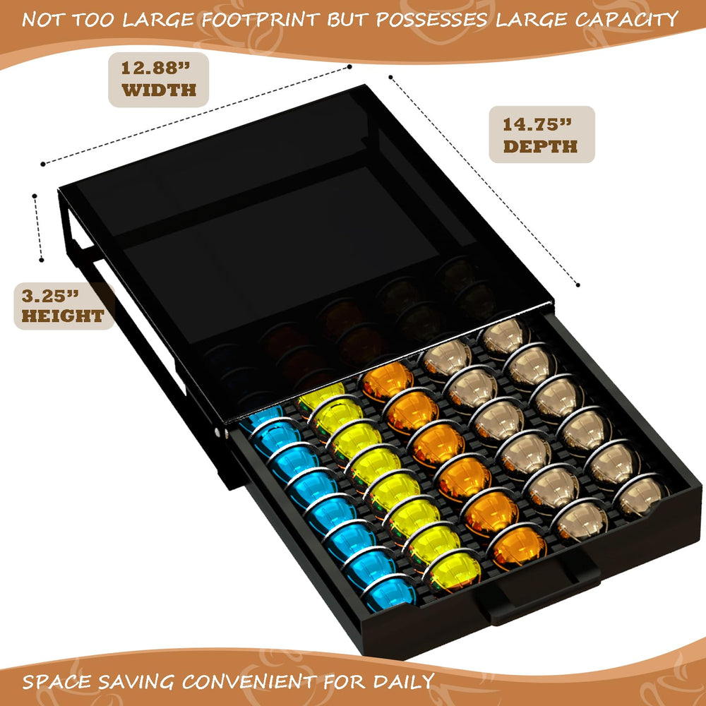 BLACKSMITH FAMILY Vertuo pod holder roller mechanism enables smooth drawer access for quick flavor changes
