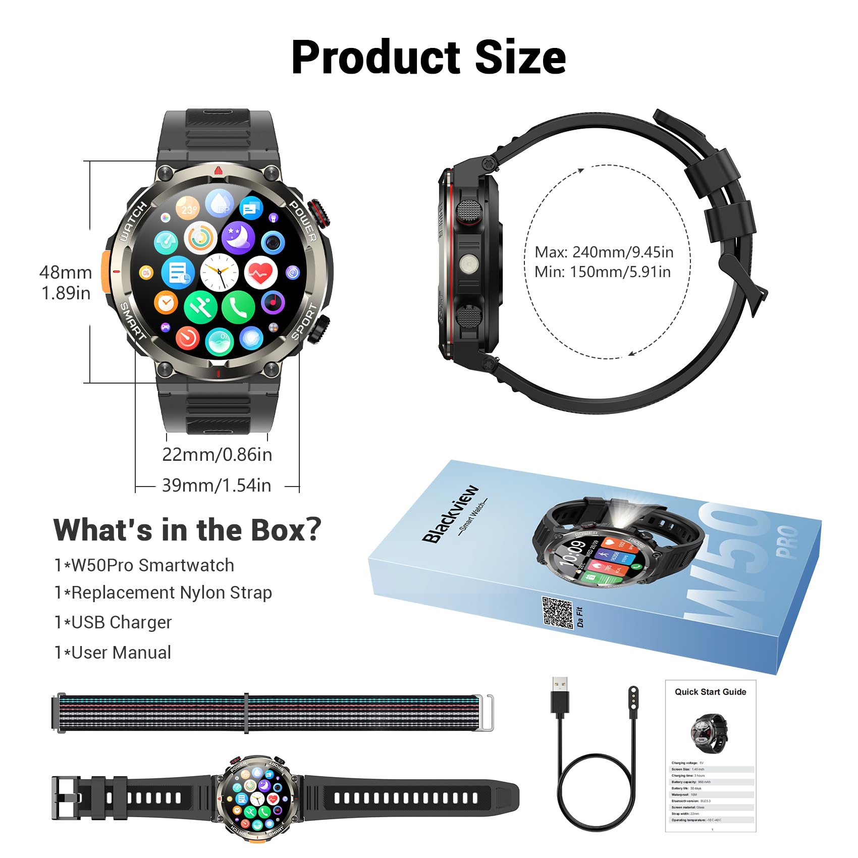 Blackview Military Smartwatch two straps for comfortable wear