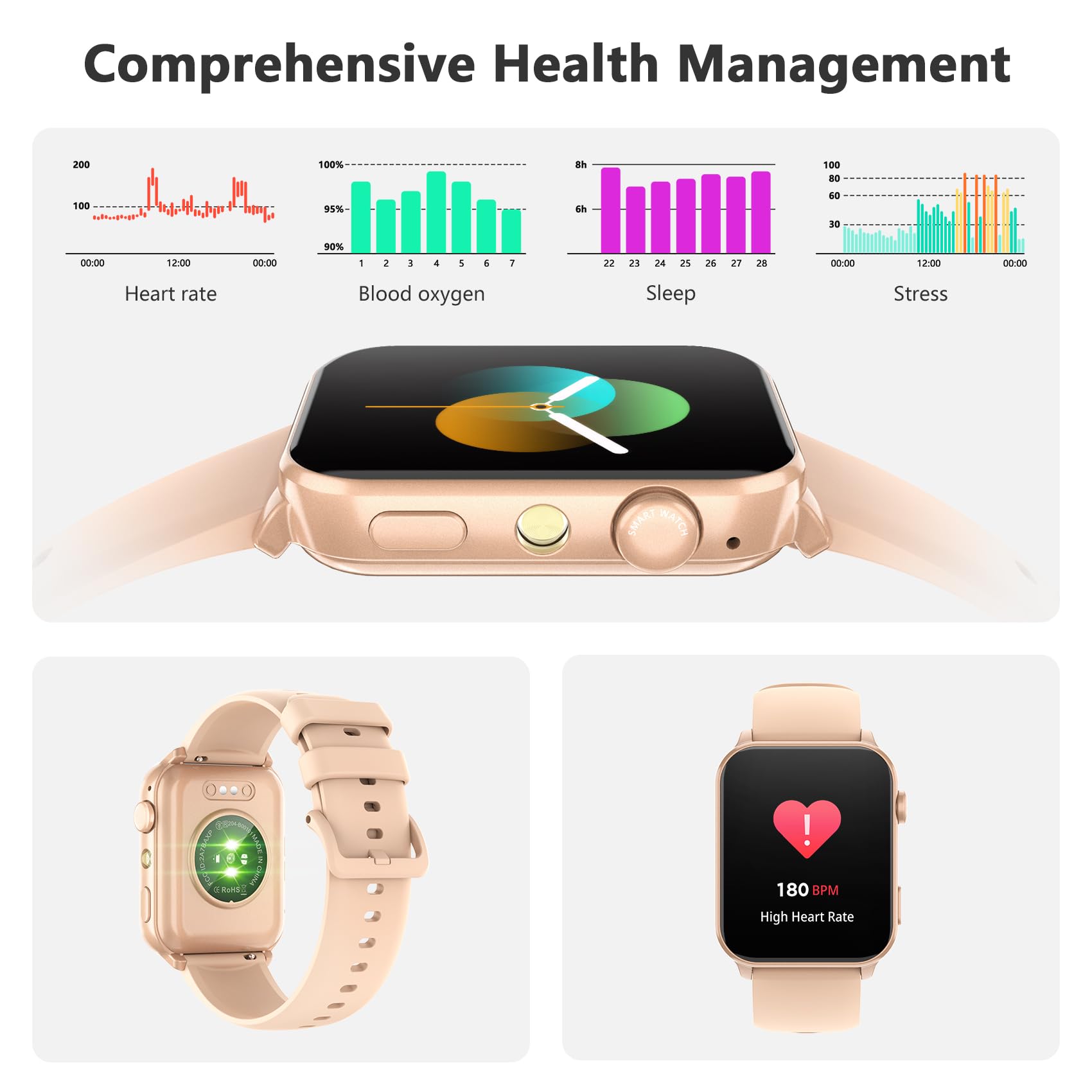 Blackview smart watch enables Bluetooth calls with mic and speaker.