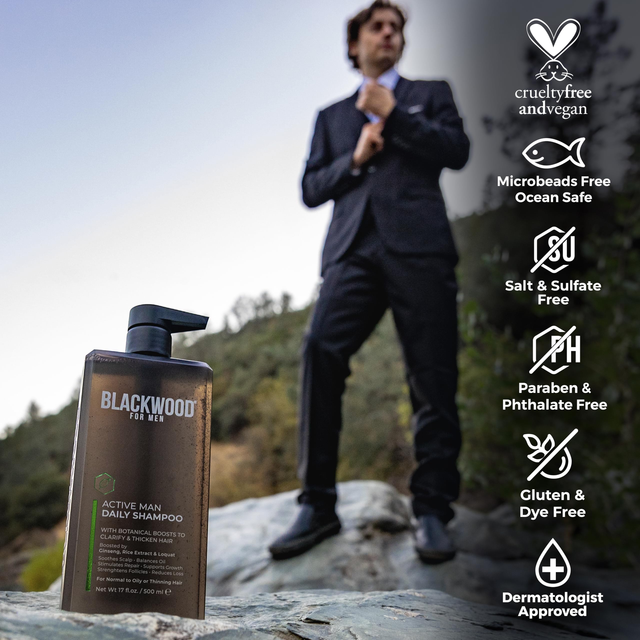 Blackwood For Men Active Man Daily Shampoo lather cleanses oil and buildup