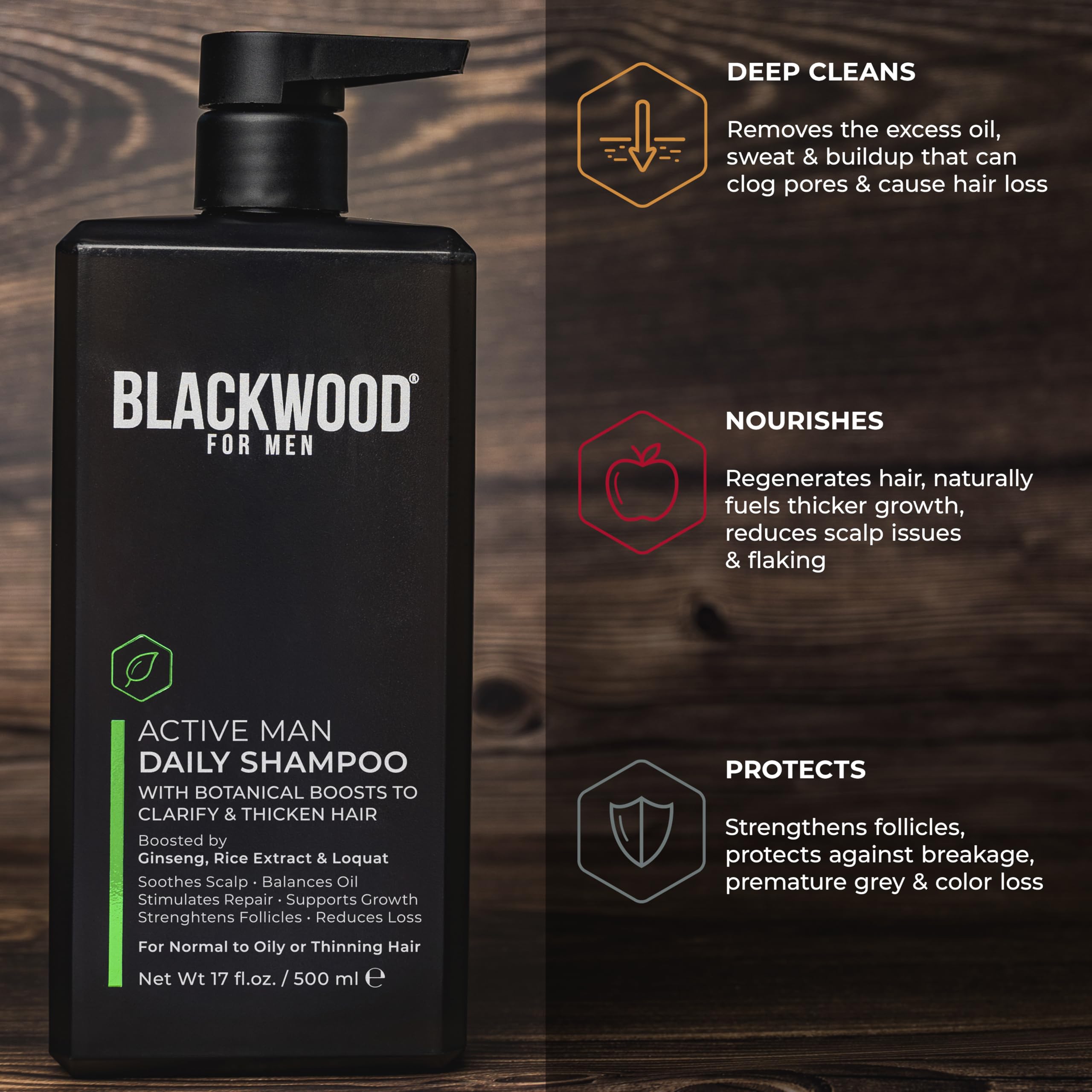 Post-workout rinse with Blackwood For Men for a refreshed scalp