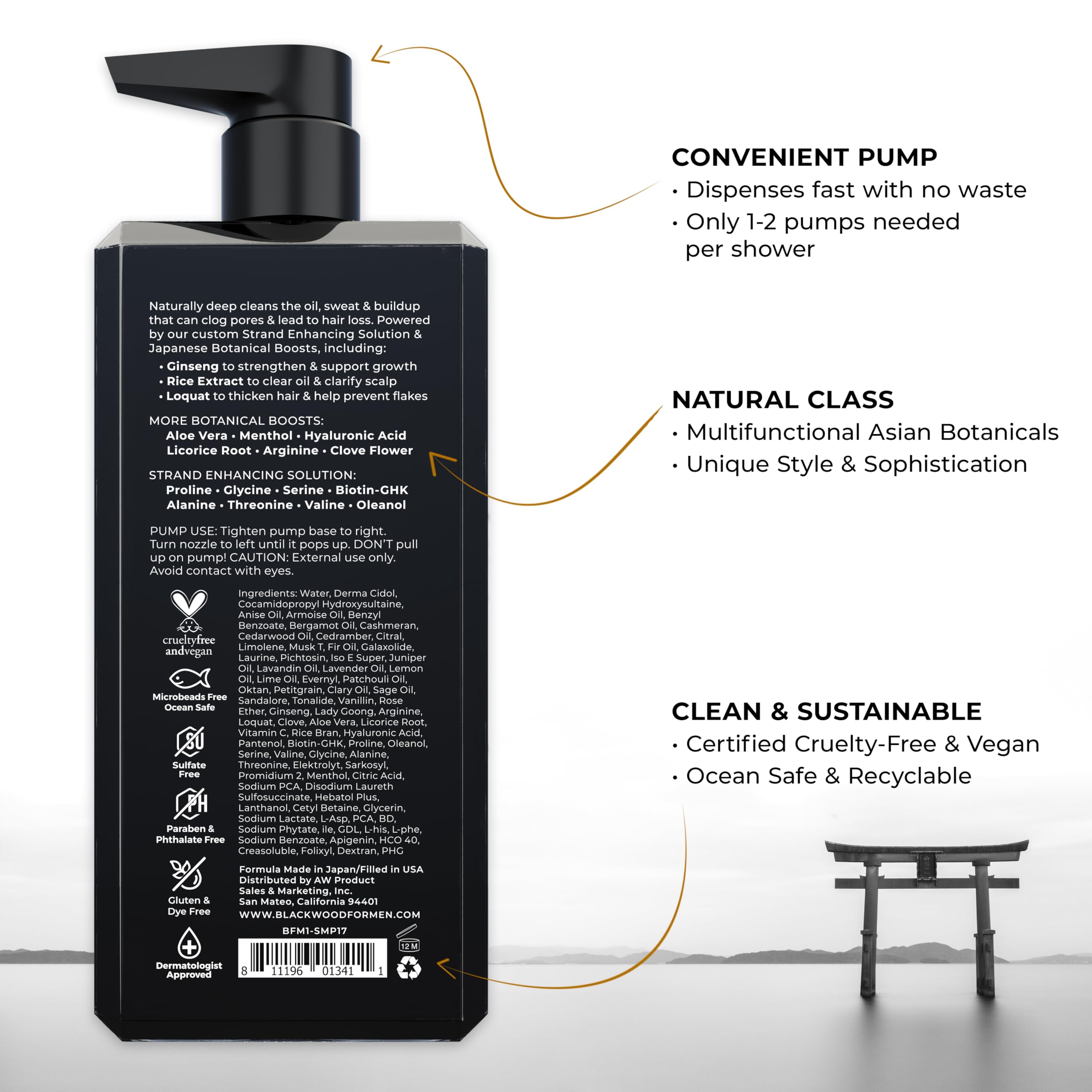 Blackwood For Men shampoo being poured for quick lather after workouts