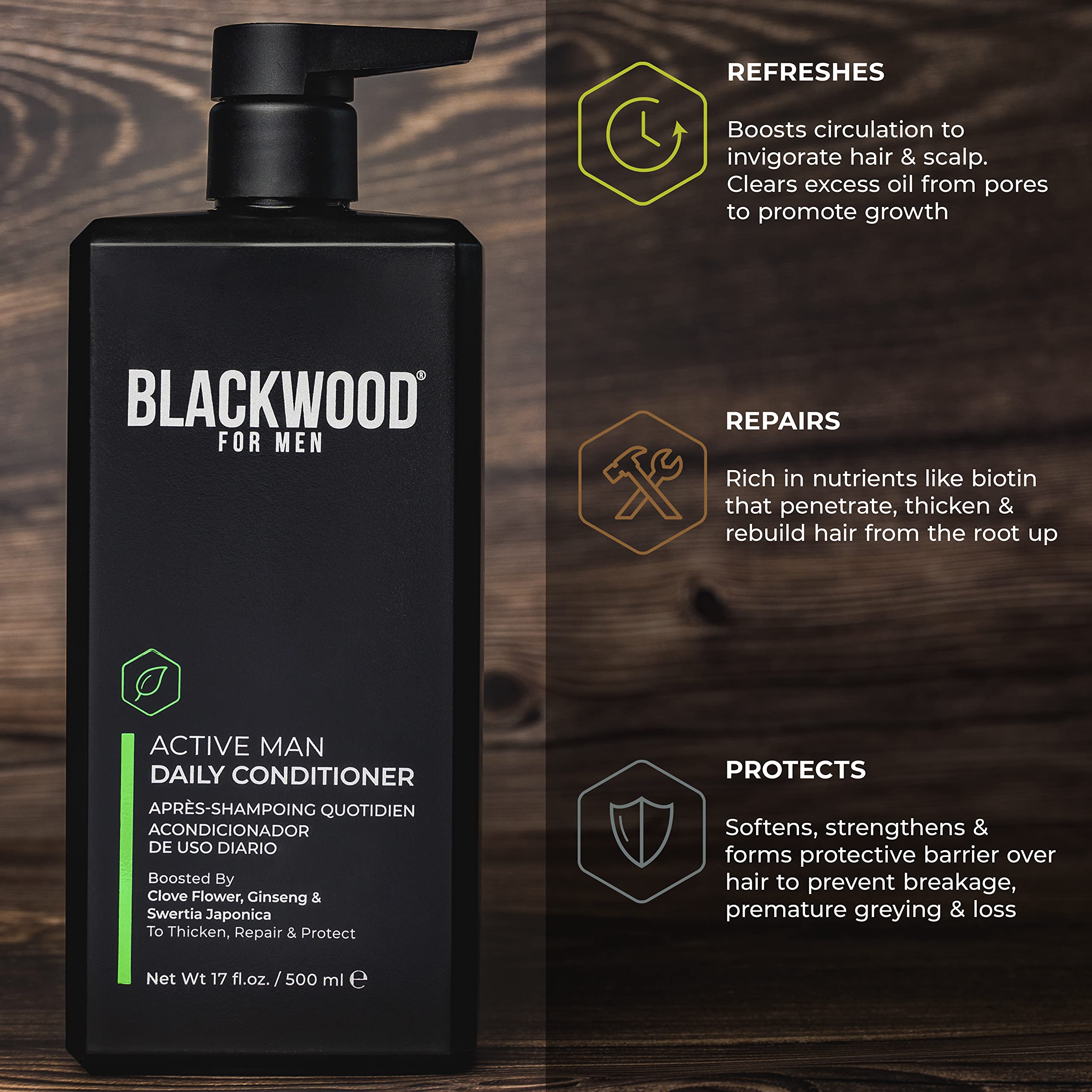 Blackwood For Men dandruff-relief conditioner for a calmer scalp.