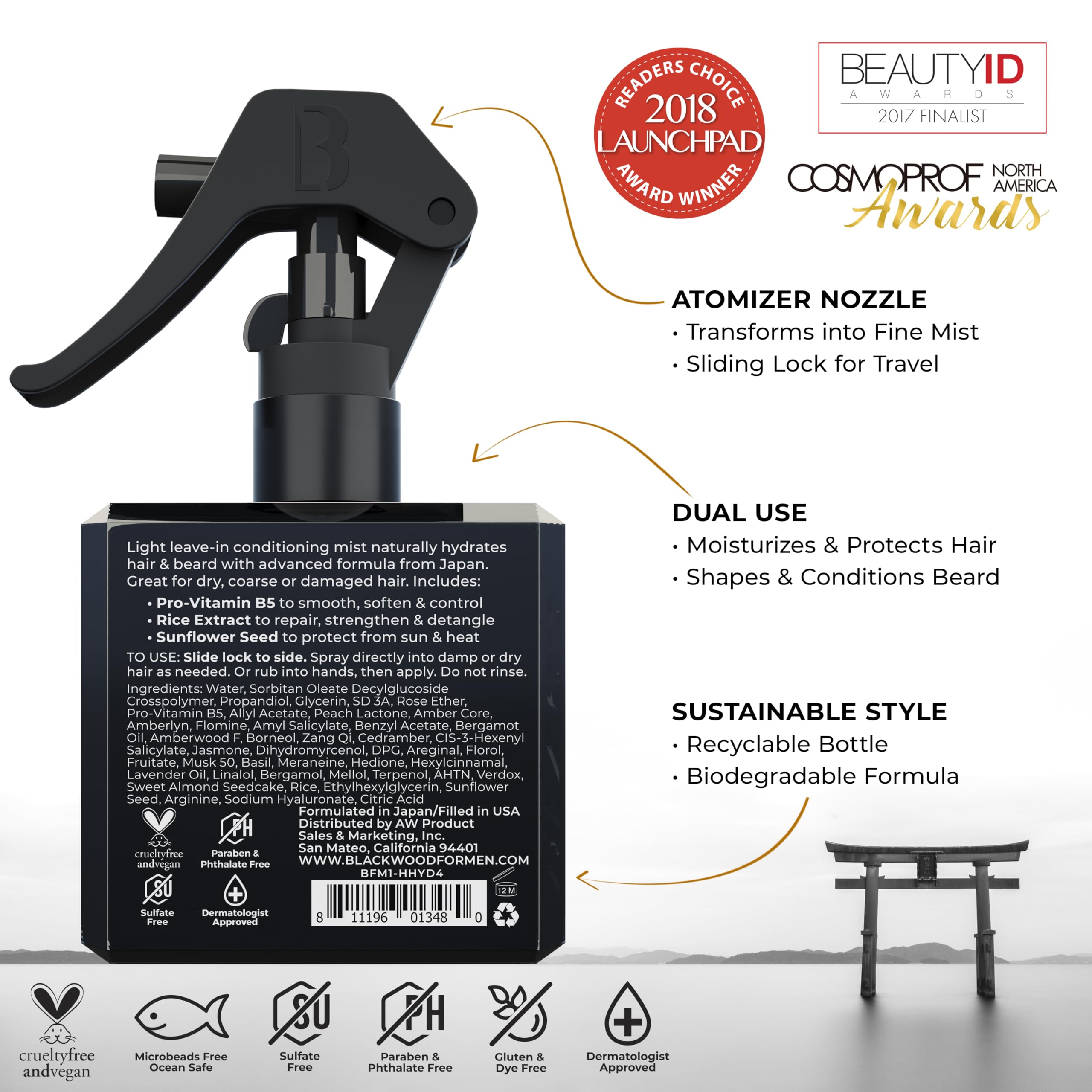 Blackwood For Men spray application on beard for softer, more manageable styling