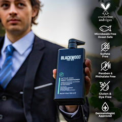 Blackwood For Men thickening formula with Swertia Japonica boosts volume.