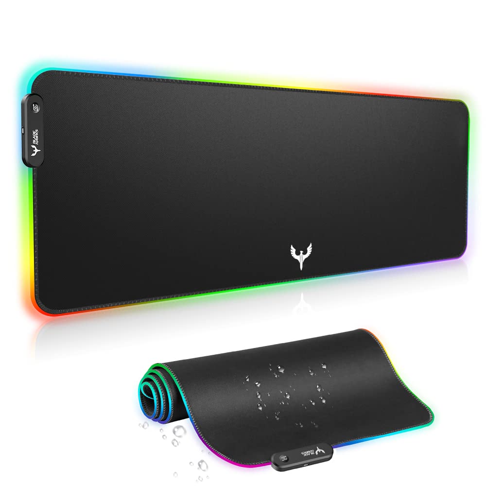 BladeHawks extra-large RGB gaming mouse pad, 31.5x12 inches, ample space for keyboard and peripherals.