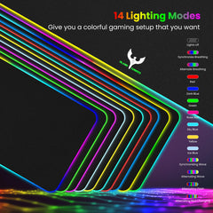 BladeHawks LED backlight modes illuminate the desk for dynamic gaming ambience.