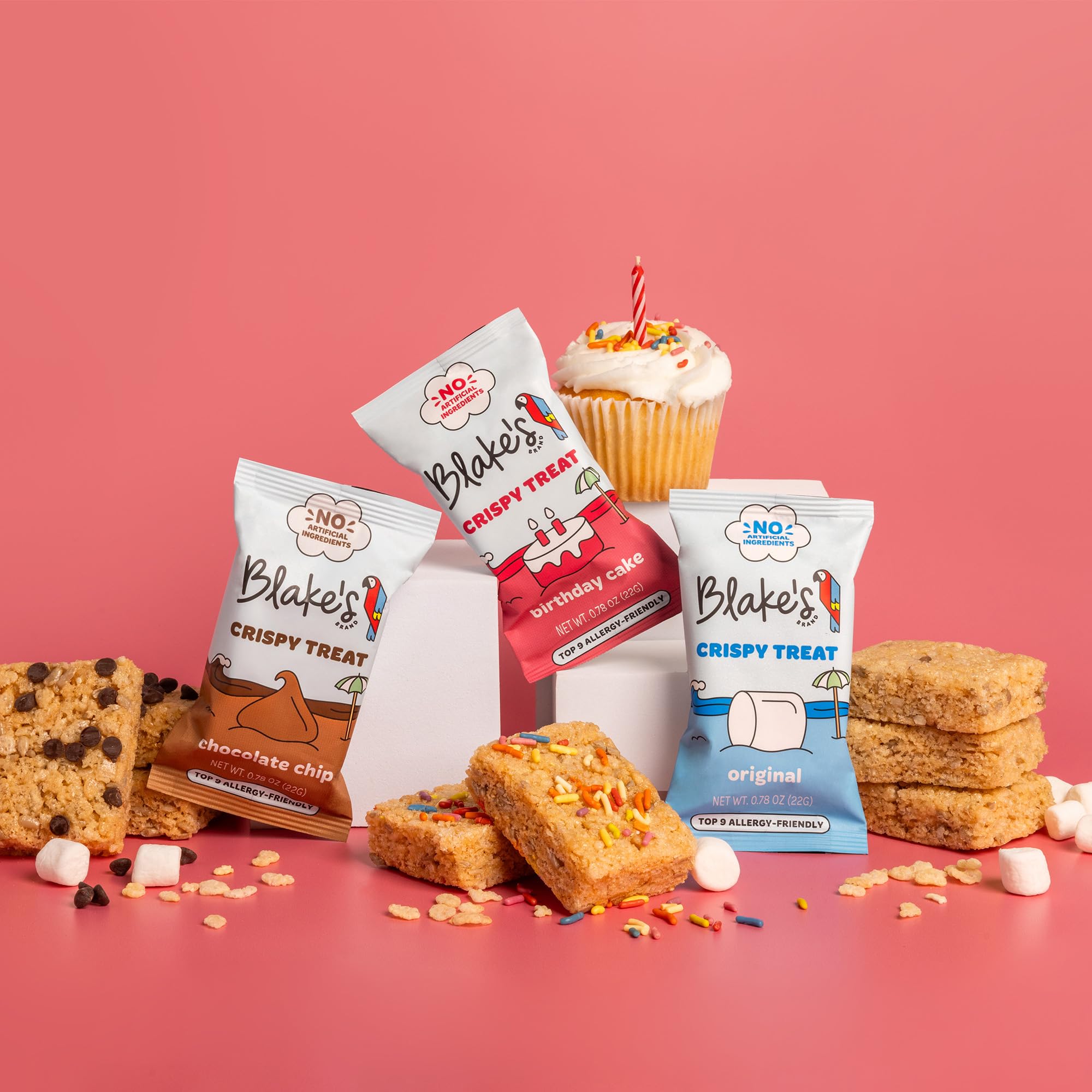 Blake's Seed Based Crispy Treats gluten-free dairy-free badge for clean snacks.
