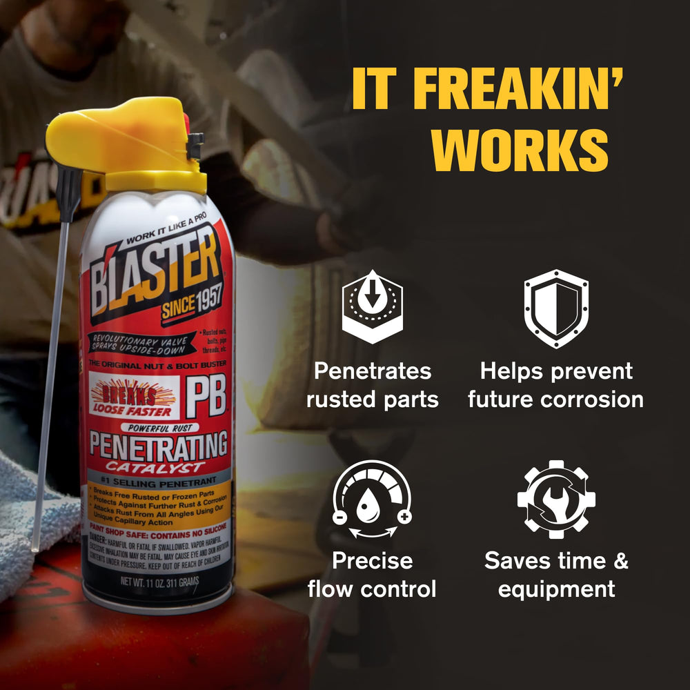 Blaster PB spray creates protective film to help prevent future corrosion.