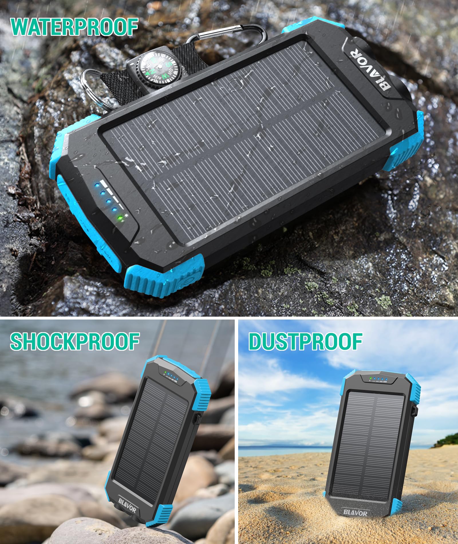 BLAVOR dual flashlight feature provides bright lighting for night outdoor use.