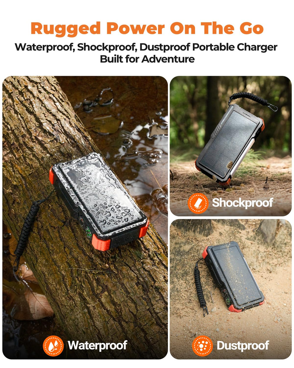 BLAVOR rugged shell resists rain and dust for adventure-ready charging