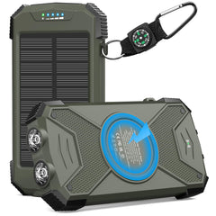 BLAVOR solar power bank front view showing compact 10,000mAh capacity for on-the-go charging.