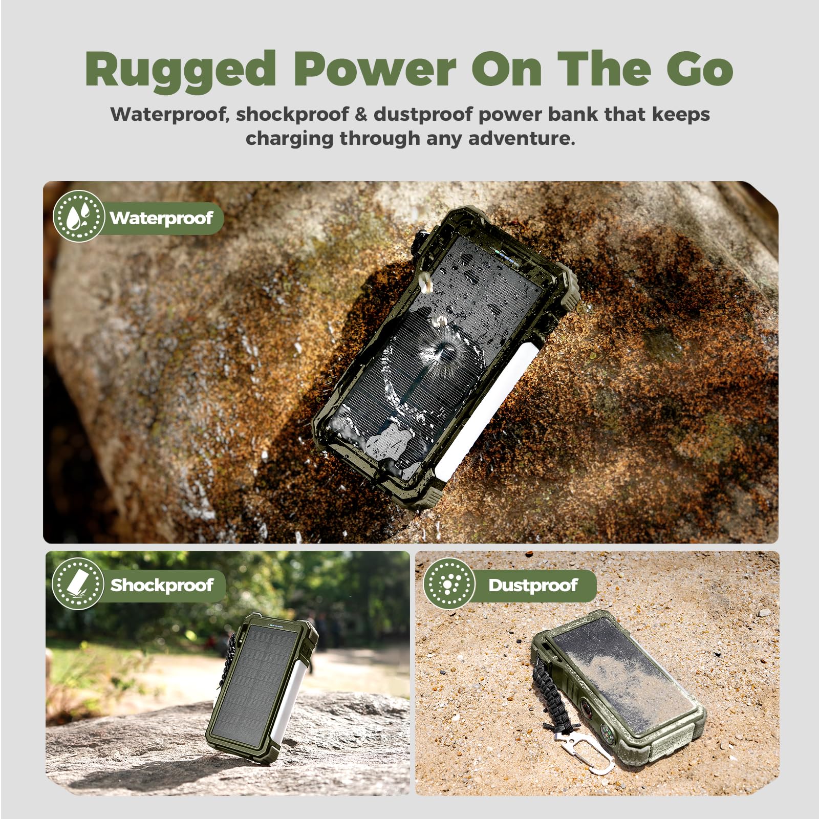 BLAVOR Solar Power Bank multi-ports show flexible charging options