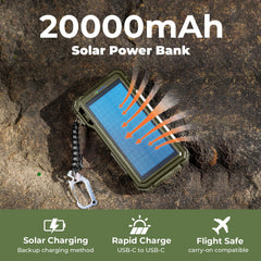 BLAVOR Solar Power Bank USB-C fast charging demonstrates quick iPhone power