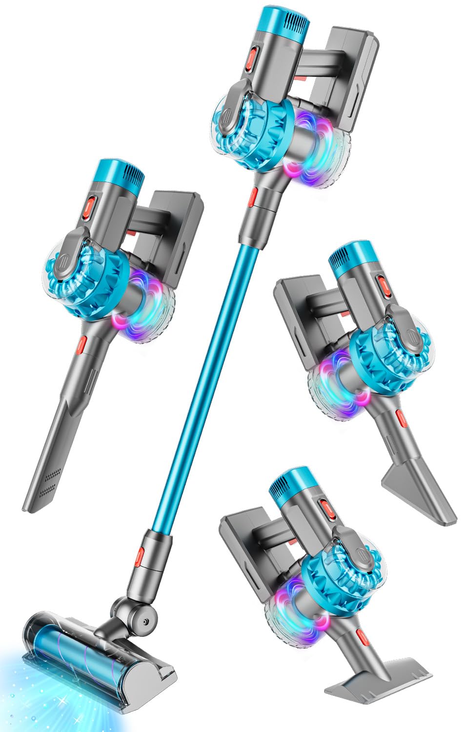 BLAXTEM 4-in-1 kids toy vacuum showing working suction for pretend cleaning.