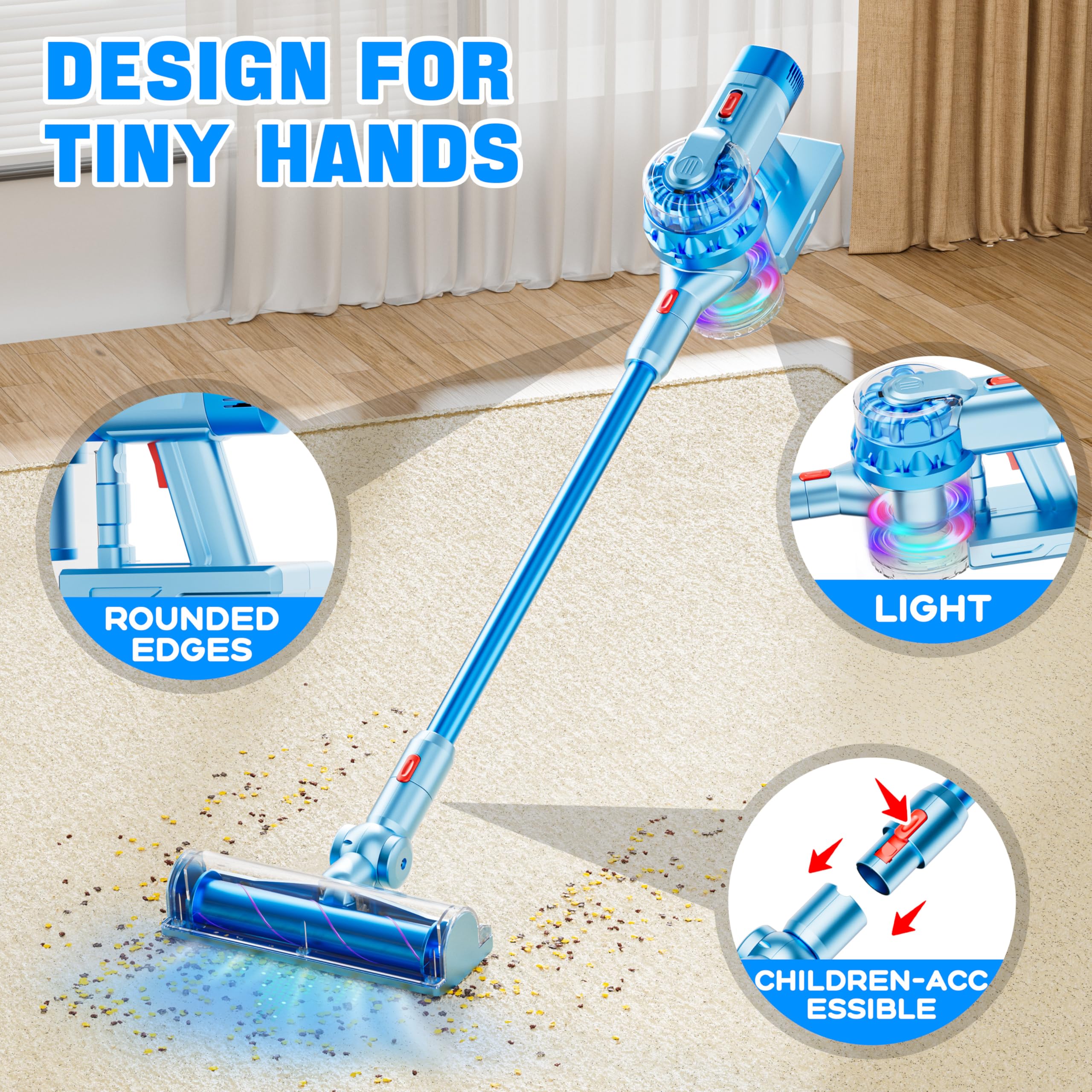 BLAXTEM 4-in-1 toy vacuum auto/manual modes support flexible, kid-led play sessions.