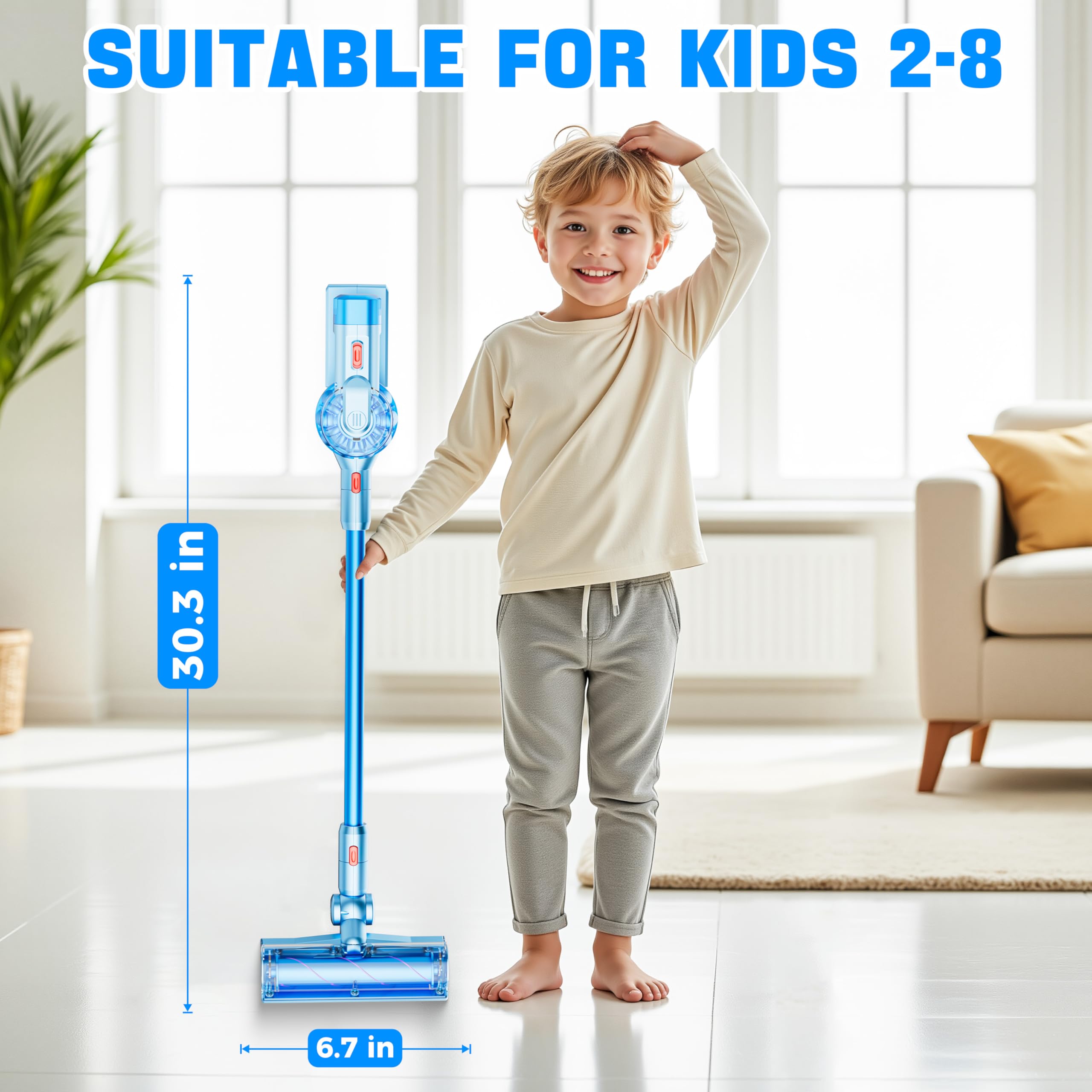 BLAXTEM 4-in-1 toy vacuum safe, durable design for young users.