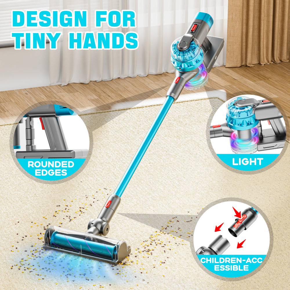 BLAXTEM crevice attachment reaches tight corners during pretend chores.