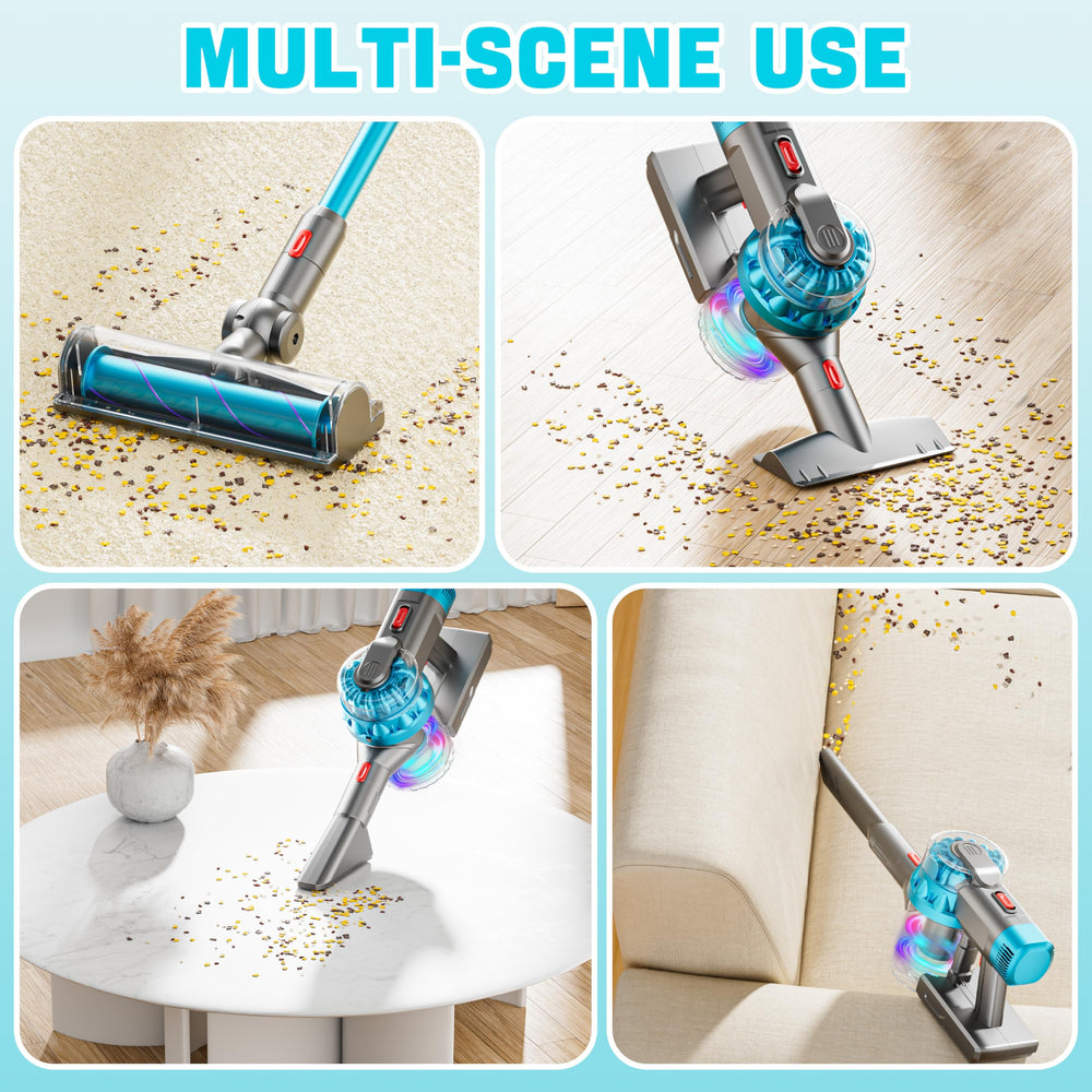 BLAXTEM wide mouth attachment tackles spills in pretend kitchen cleanup.