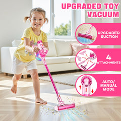 BLAXTEM 4-in-1 kids vacuum pink attachments-roller enables versatile cleaning play.