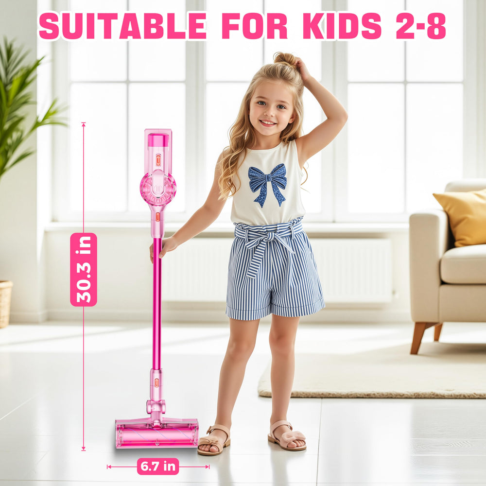 BLAXTEM 4-in-1 kids vacuum pink extension-tube supports active cleaning demonstrations.
