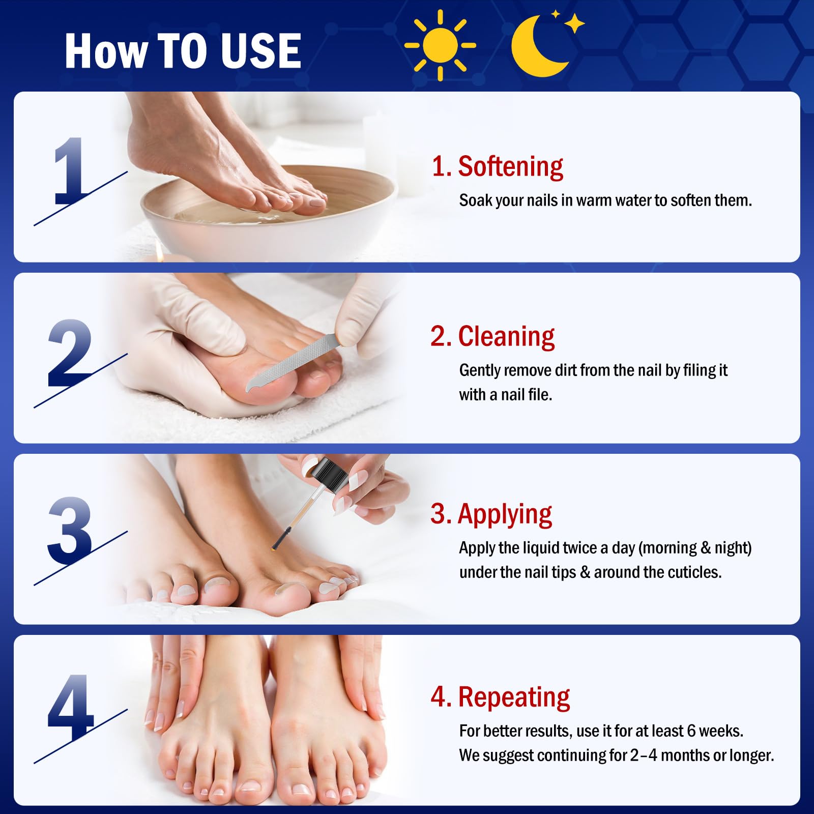 Bldaxn Toe Nail Fungus Renewal illustration of nail bed support and growth.