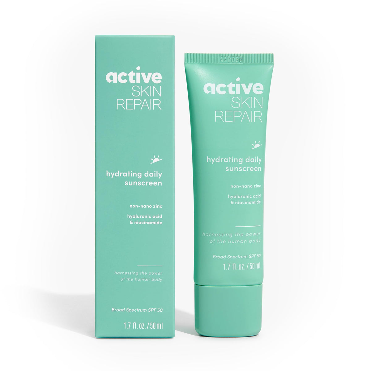 BLDG ACTIVE Active Skin Repair SPF 50 bottle showcases mineral protection for daily use.