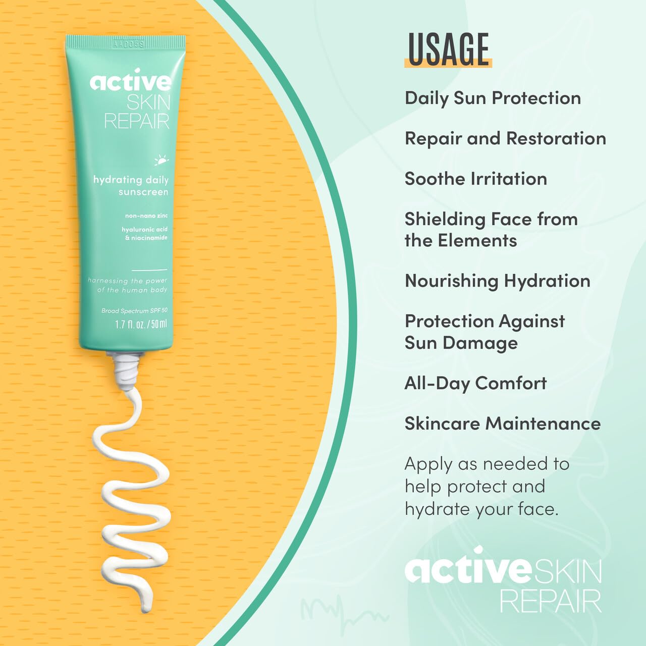 BLDG ACTIVE broad-spectrum SPF 50 mineral shield for all-day protection.