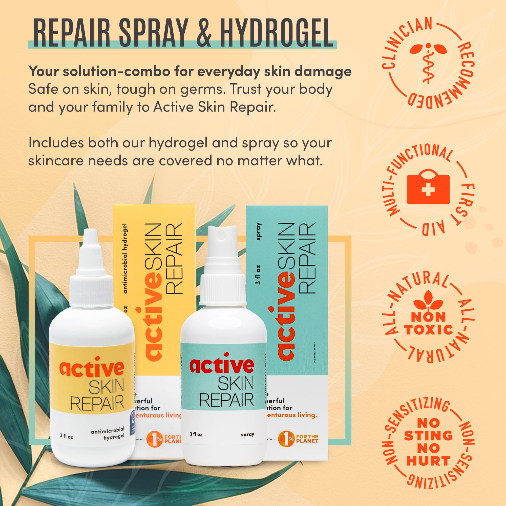 BLDG ACTIVE Active Skin Repair spray dispense for fast cleansing of scrapes