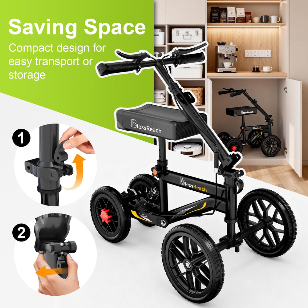 BlessReach Deluxe Medical Scooter compact fold for convenient storage at home.