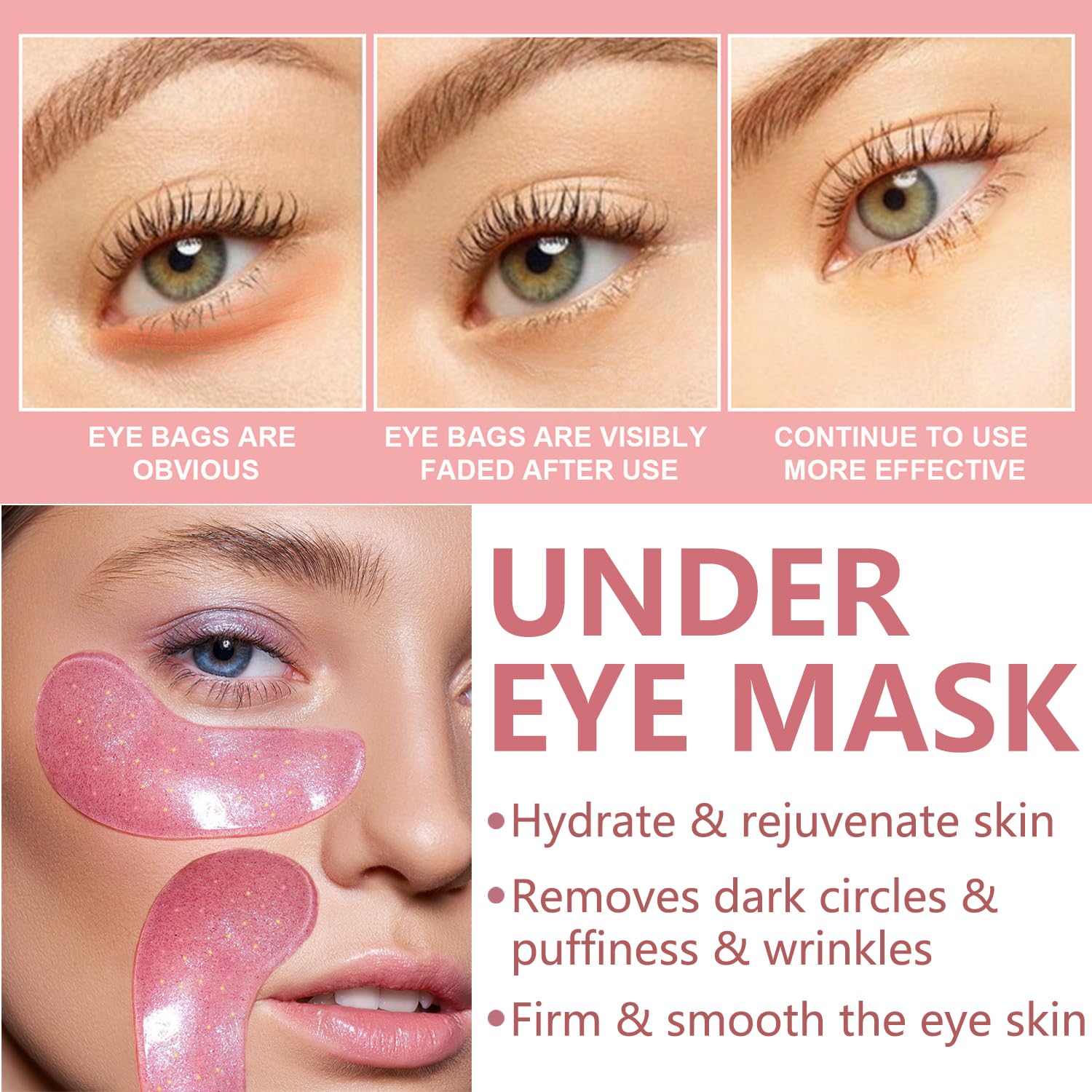 BliBling Under Eye Patches hydrogel on skin to reduce puffiness