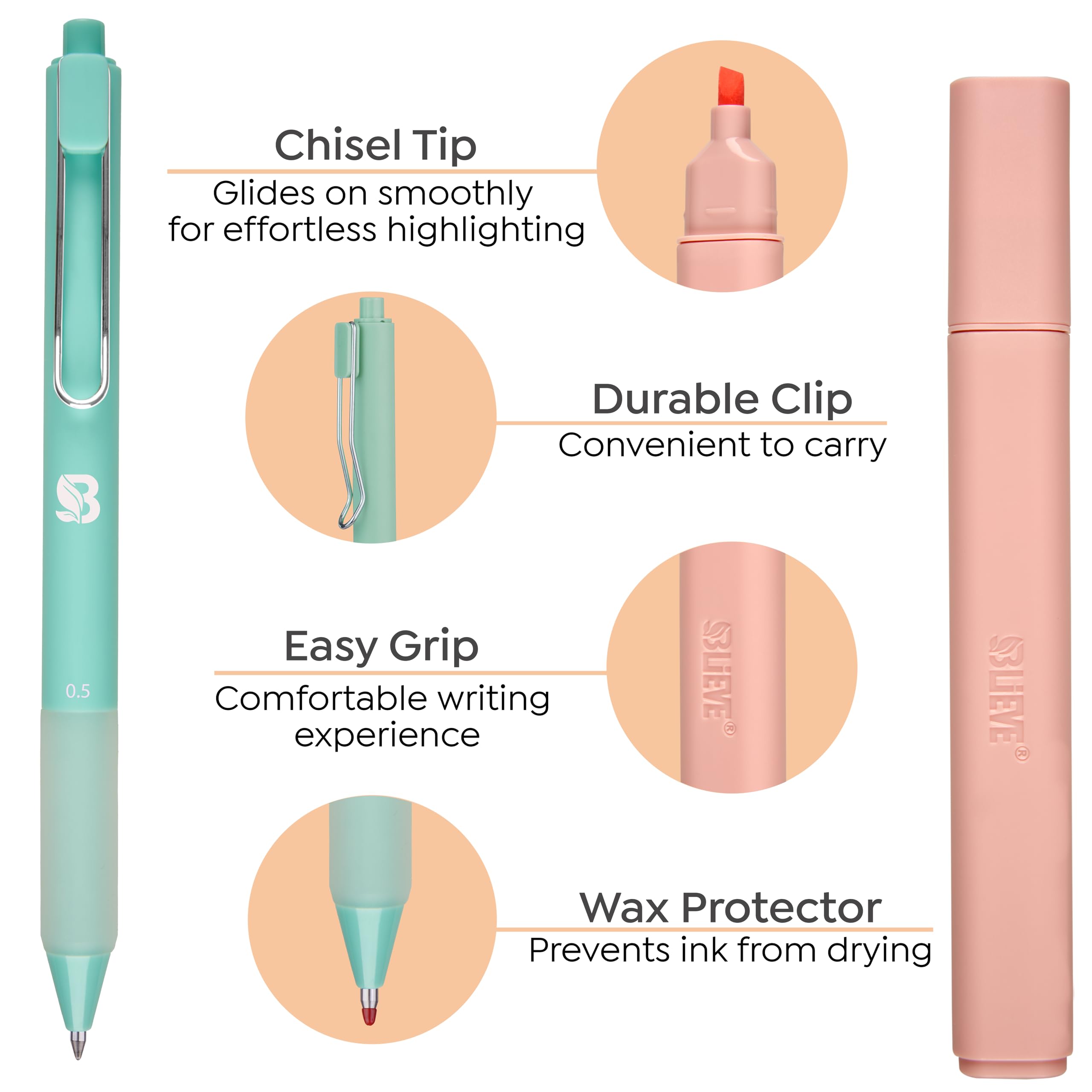 BLIEVE daily-use set ideal for Bible study notes and planning.