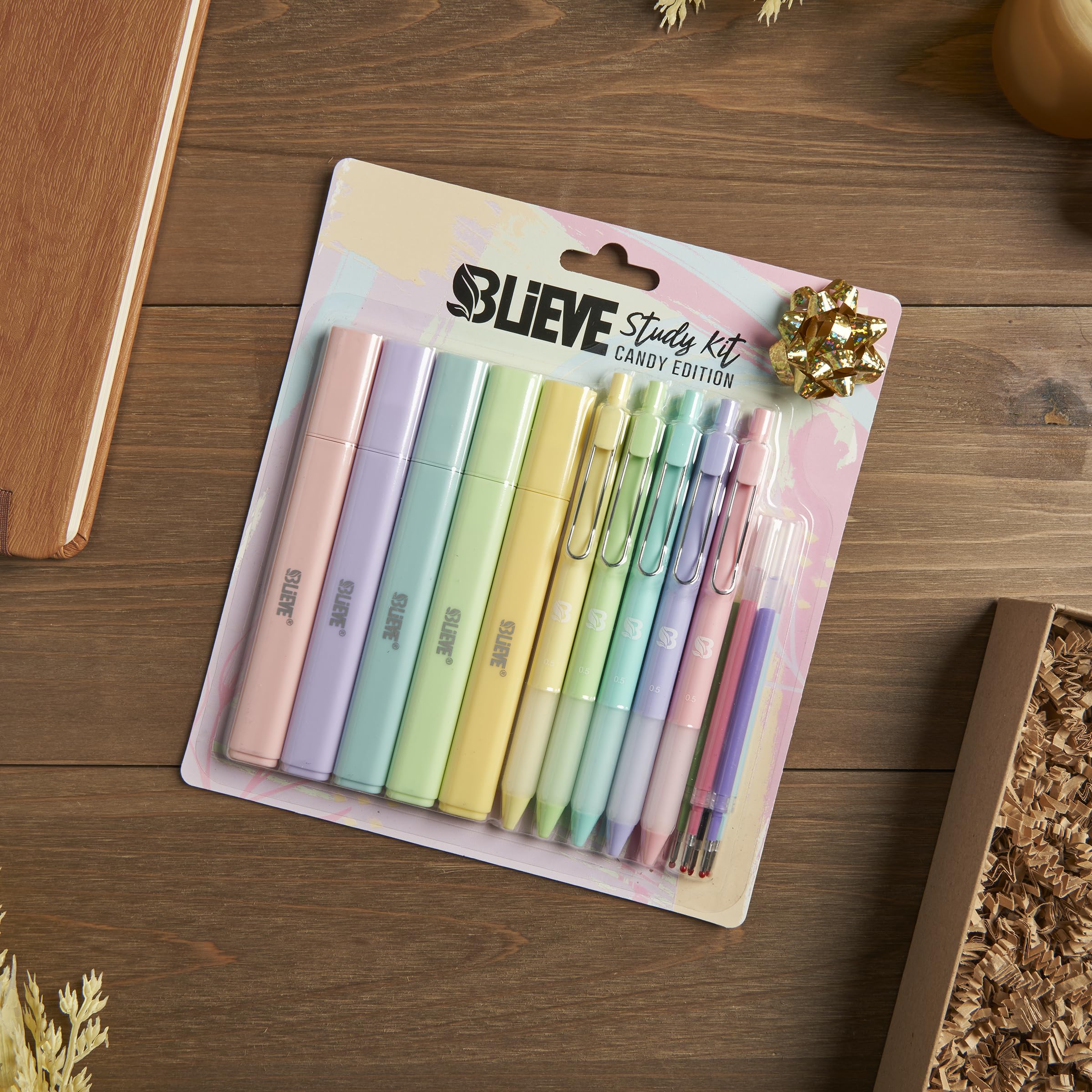BLIEVE flat-barrel highlighters stay steady while reading.