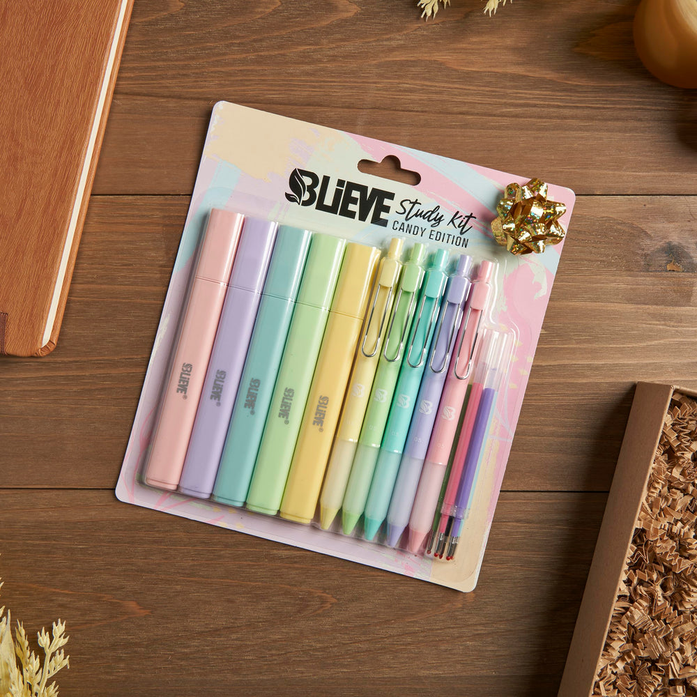 BLIEVE flat-barrel highlighters stay steady while reading.