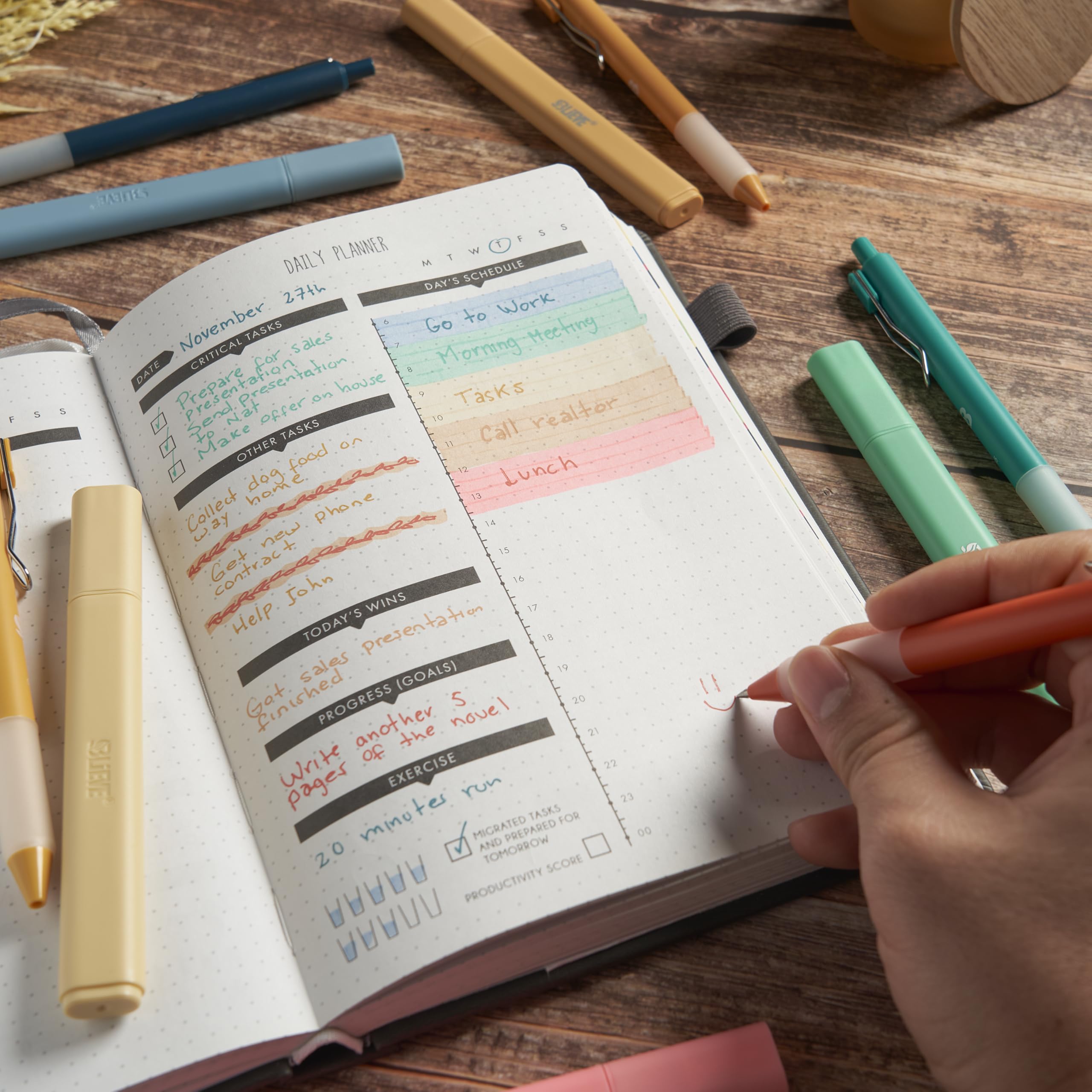 BLIEVE flat-marking highlighters stay put and avoid rolling.